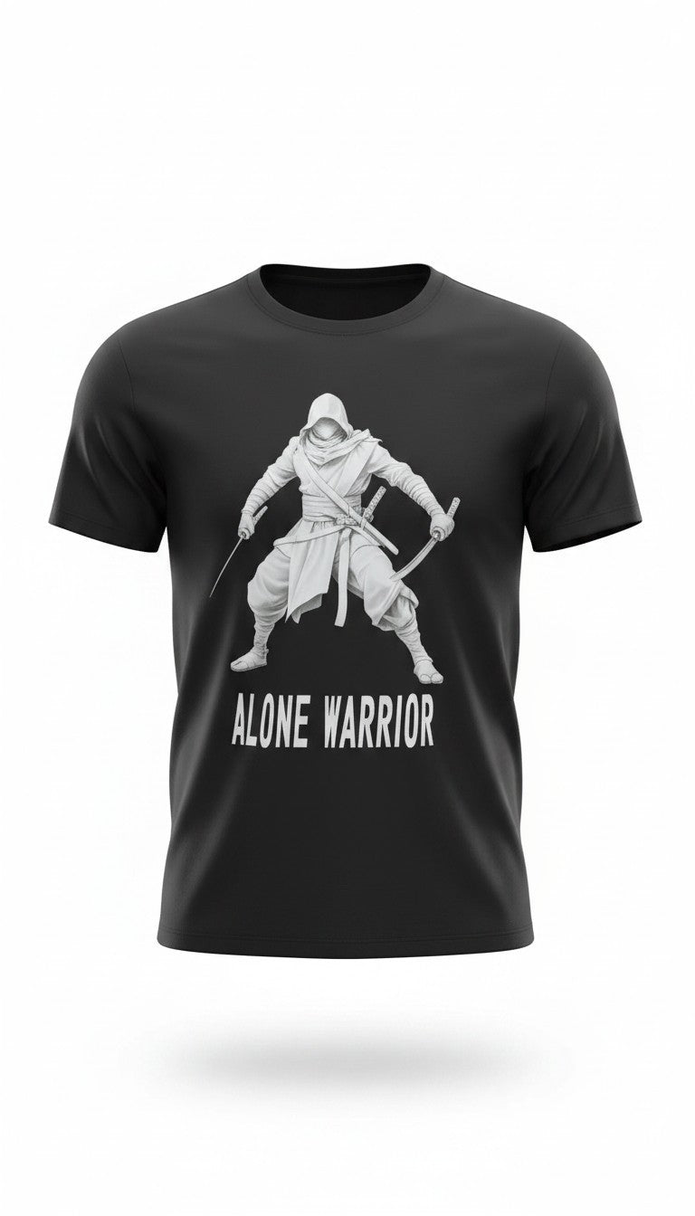Alone Warrior" – Ninja Assassin Graphic T-Shirt | Men's White Cotton Tee