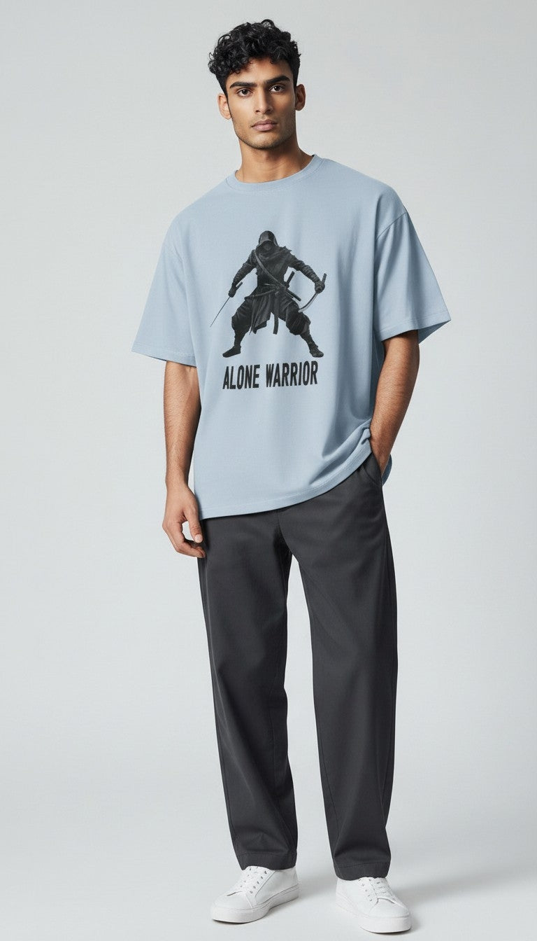 Alone Warrior" – Ninja Assassin Graphic T-Shirt | Men's White Cotton Tee
