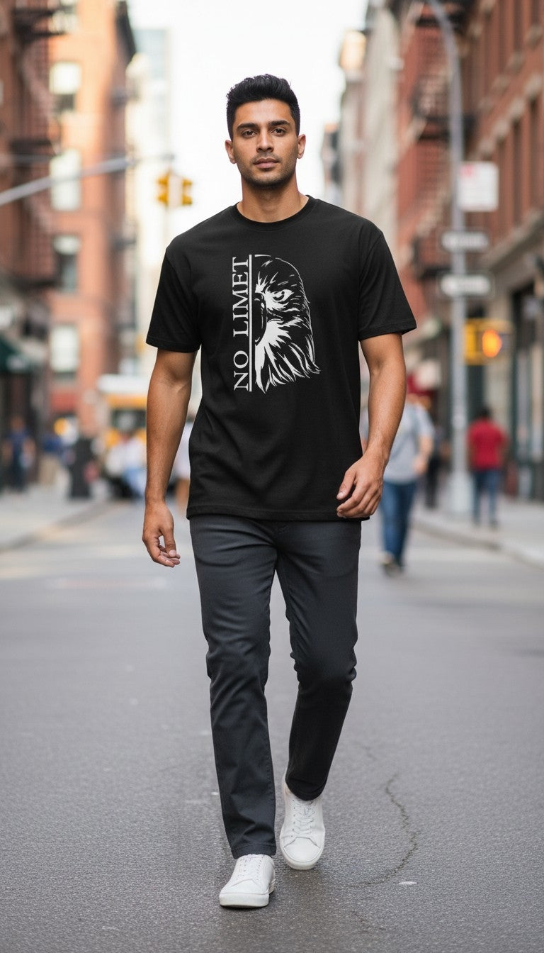 "No Limit" Eagle Graphic T-Shirt | Bold Animal Print Unisex Tee